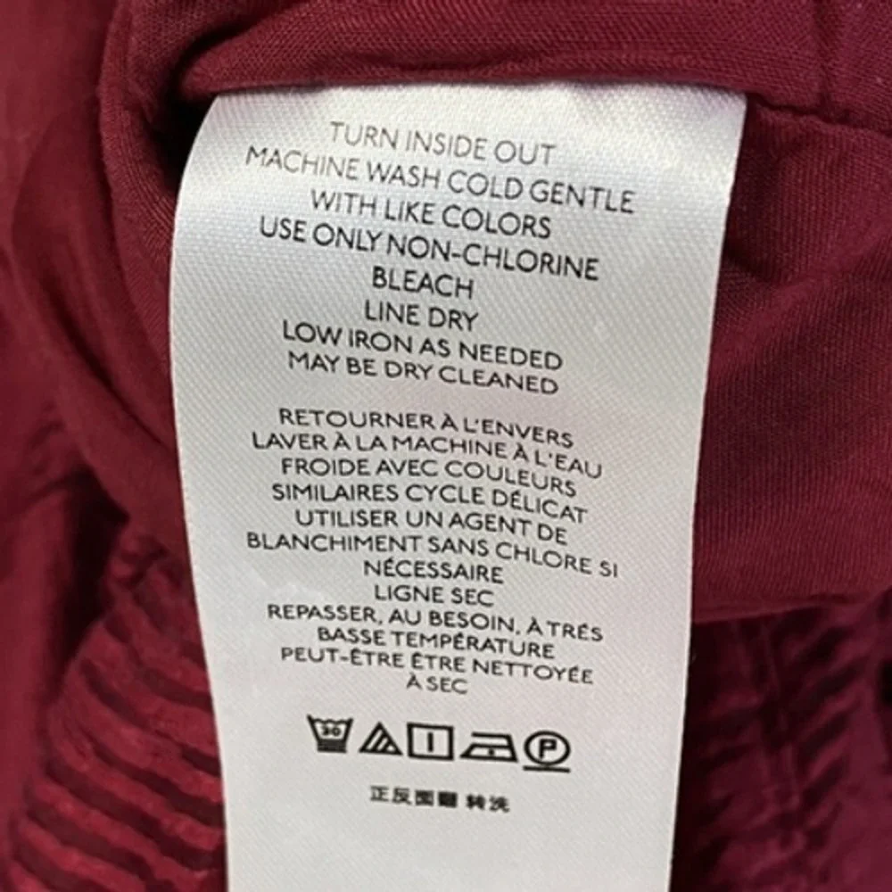 by ANTHROPOLOGIE Romantic Women's Top Medium Burgundy Puff-Sleeved Leaf Print - Picture 7 of 10